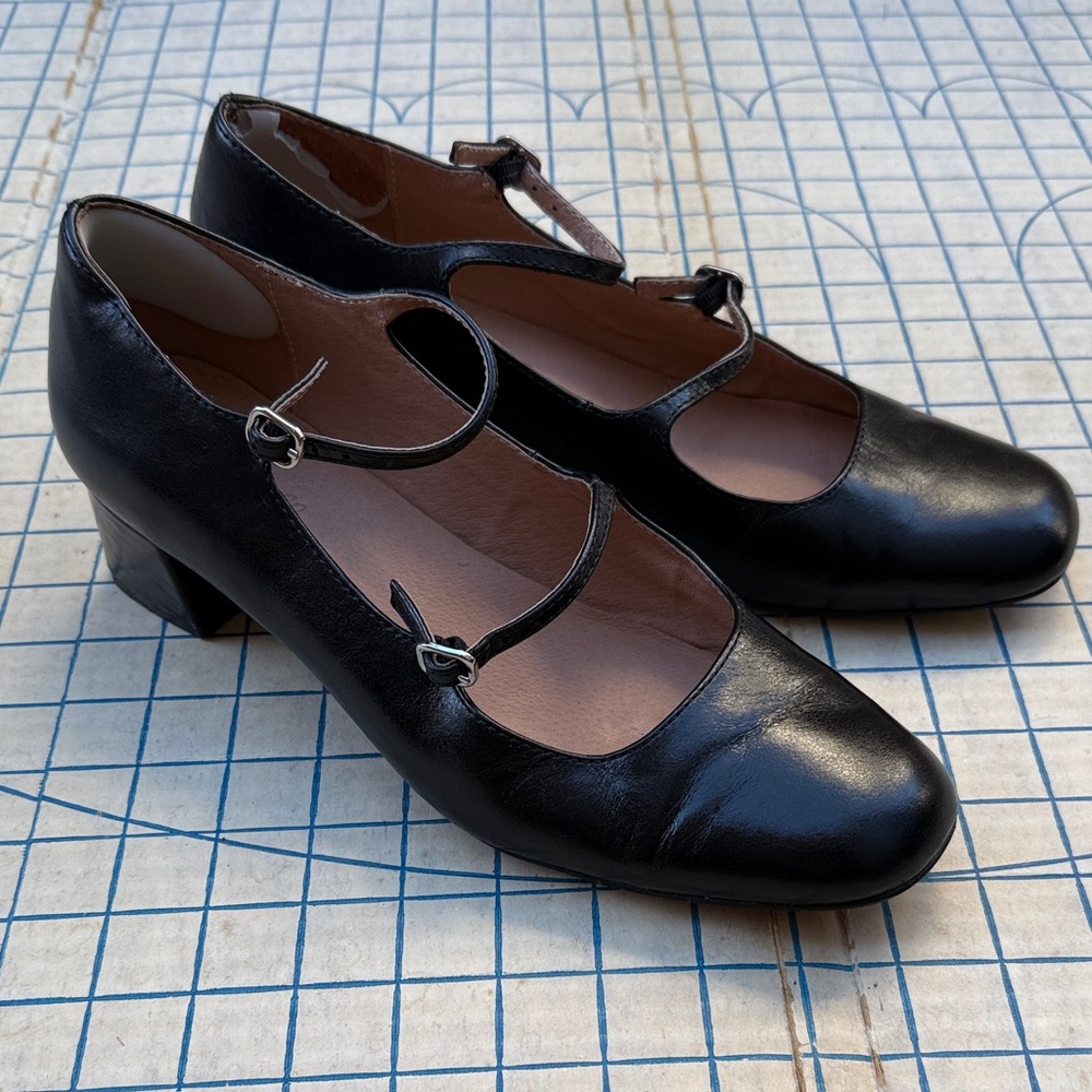 Madewell Nettie Black Mary Jane Low Heel Flats 2 Straps Size 10